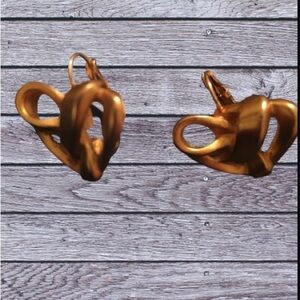 Vintage Anne Klein Brushed gold lever back hearts